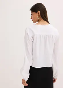 Blouse met crochet inzetstuk en franjes, bonprix