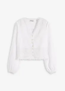 Blouse met crochet inzetstuk en franjes, bonprix