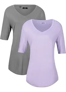 Longshirt van zachte viscose (set van 2), bonprix