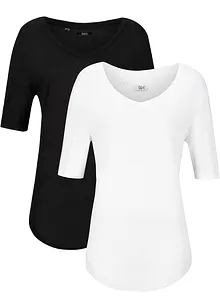 Longshirt van zachte viscose (set van 2), bonprix