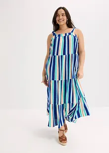 Gestreepte jurk met spaghettibandjes van gestructureerde viscose, bonprix