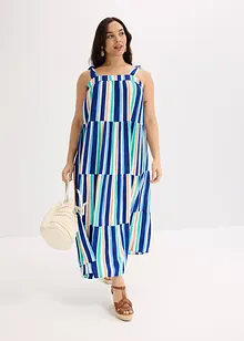 Gestreepte jurk met spaghettibandjes van gestructureerde viscose, bonprix