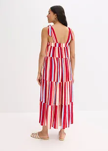 Gestreepte jurk met spaghettibandjes van gestructureerde viscose, bonprix