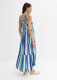 Gestreepte jurk met spaghettibandjes van gestructureerde viscose, bonprix
