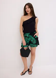 One shoulder top met volant in een zachte viscosemix, bonprix