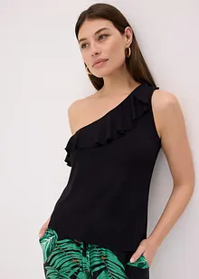 One shoulder top met volant in een zachte viscosemix, bonprix