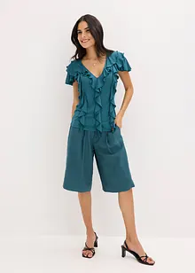 Shirt met volants van een zachte modal-mix, bonprix