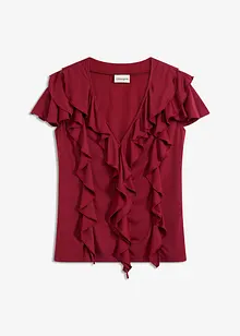 Shirt met volants van een zachte modal-mix, bonprix