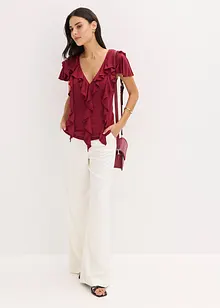 Shirt met volants van een zachte modal-mix, bonprix