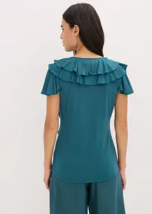 Shirt met volants van een zachte modal-mix, bonprix
