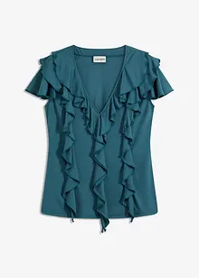 Shirt met volants van een zachte modal-mix, bonprix