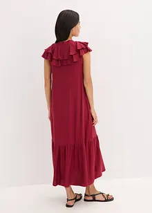 Midi jurk met volants van gestructureerde crêpe, bonprix