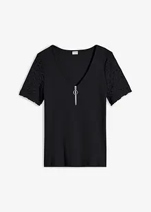 Geribd shirt met ritssluiting, bonprix