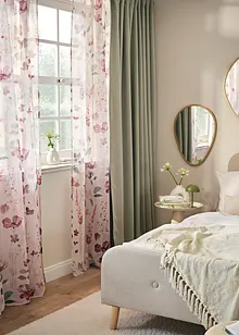 Transparant gordijn met bloemenprint (1 stuk), bonprix