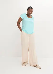 Katoenen shirt met kant, korte mouw, bonprix