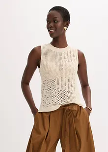 Gebreide ajour top met lurex, bonprix