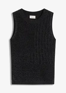 Gebreide ajour top met lurex, bonprix