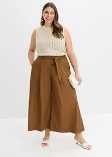 Katoenen popeline broek met riem (2-dlg set), bonprix