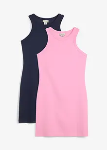 Jurk met spaghettibandjes van interlock (set van 2), bonprix