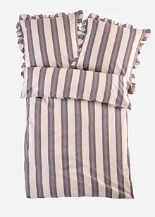 Gestreepte dekbedovertrek met ruches, bonprix