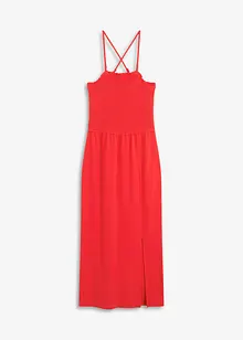 Midi-jurk van stevige jersey met smokinzet en split, bonprix