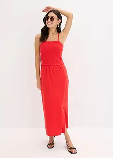 Midi-jurk van stevige jersey met smokinzet en split, bonprix