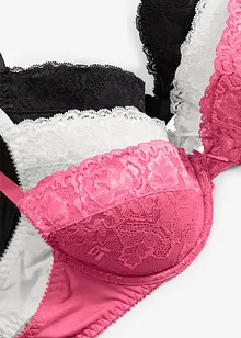 Push up bh met fijn kant (set van 3), bonprix