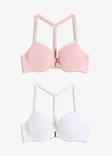 Voorgevormde bh met voorsluiting en beugel met katoen (set van 2), bonprix