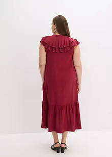Midi jurk met volants van gestructureerde crêpe, bonprix