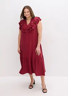 Midi jurk met volants van gestructureerde crêpe, bonprix