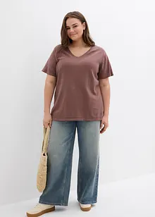 Gebreid shirt met linnen, bonprix