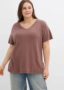 Gebreid shirt met linnen, bonprix