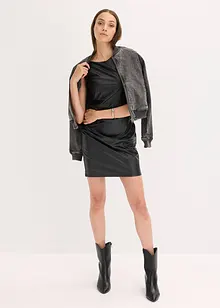 Off shoulder mini jurk van imitatieleer, bonprix