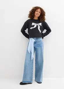 Fijngebreide trui met een strik, bonprix