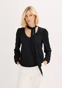 Gestructureerd shirt met afneembare strik, bonprix