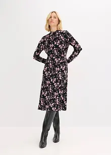 Midi jurk met opstaande kraag, bonprix