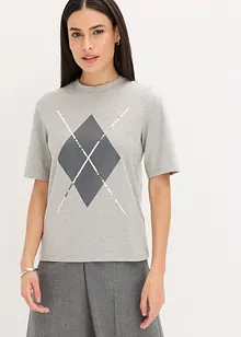 Shirt met halflange mouwen, pailletten en print, bonprix