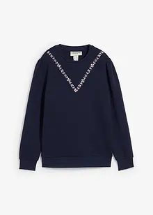 Sweater met borduursel van katoenmix, bonprix
