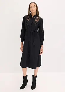 Midi jurk met kanten inzetstuk van katoen, bonprix