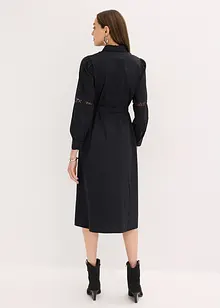 Midi jurk met kanten inzetstuk van katoen, bonprix