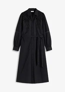 Midi jurk met kanten inzetstuk van katoen, bonprix