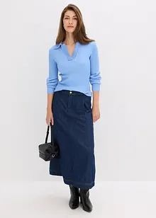 Fijn gebreide trui met decoratieve kraag, bonprix