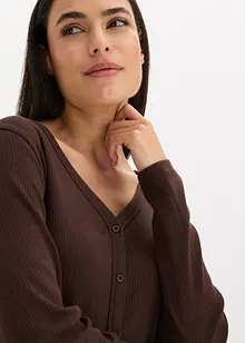 Geribde pyjama met knoopsluiting, bonprix