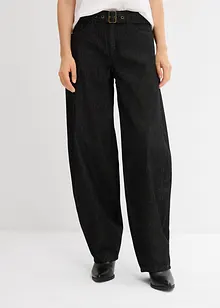 Barrel jeans mid waist met riem, bonprix
