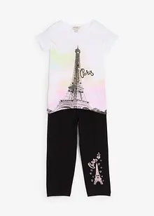 Meisjes shirt en 3/4 legging (2-dlg. set) met biologisch katoen, bonprix
