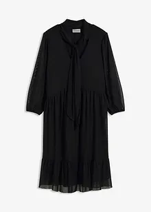 Jersey jurk van mesh met strik, bonprix