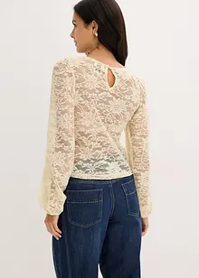 Kort shirt van elastisch kant, bonprix