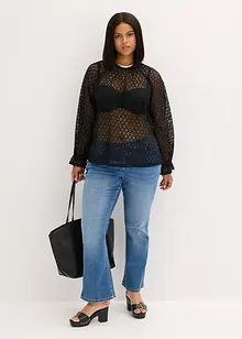 Kanten shirt met volants, bonprix