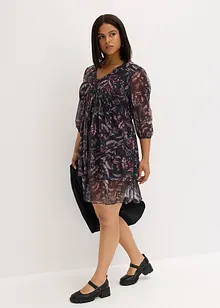 Mesh jersey jurk met volants, bonprix