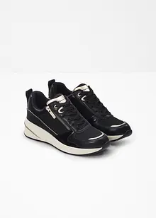 Stijlvolle sneakers van Tamaris met een glitter bovenwerk en slangen- en laklook details., Tamaris